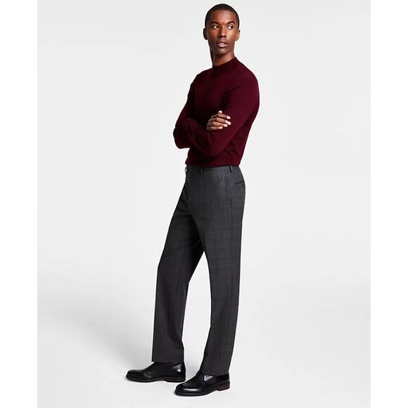 Michael Kors Men's Dark Grey Plaid Marvin Classic Fit Dress Pants Size 34W 34L - Picture 3 of 5